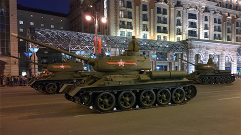 Ночная репетиция Парада Победы в Москве