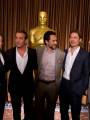 Гэри Олдман, Жан Дюжарден, Дэмиан Башир, Брэд Питт и Джордж Клуни на встрече номинантов на премию "Оскар 2012"