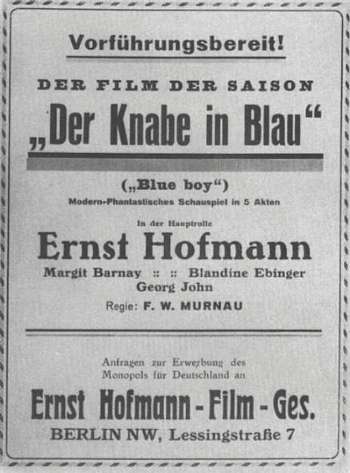 Мальчик в голубом / Der Knabe in Blau (1919) отзывы. Рецензии. Новости кино. Актеры фильма Мальчик в голубом. Отзывы о фильме Мальчик в голубом