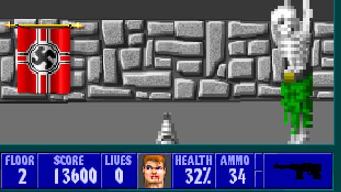 Прохождение одного из уровней игры "Wolfenstein 3D"